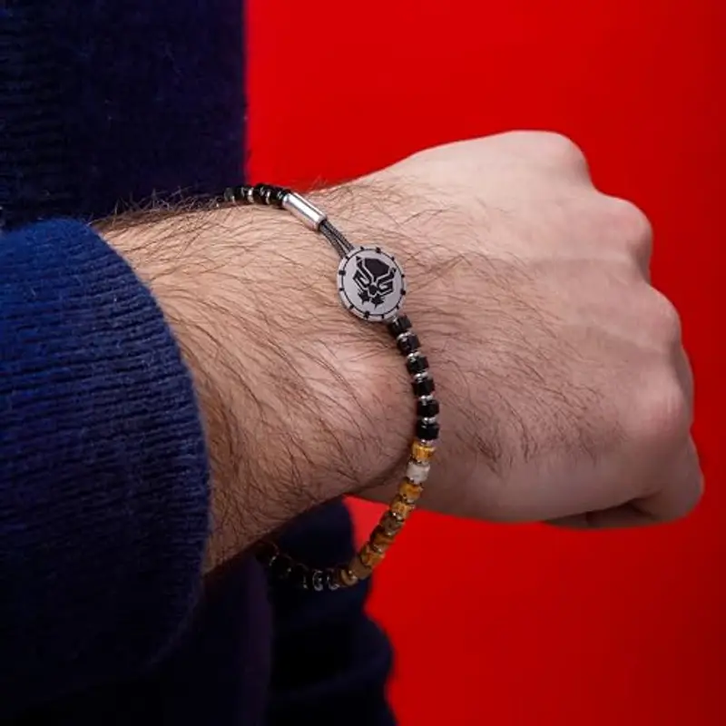 Marvel Braccialetto Acciaio Inossidabile con Black Panther per Bambini, 18cm, Regolabile miniatura 3