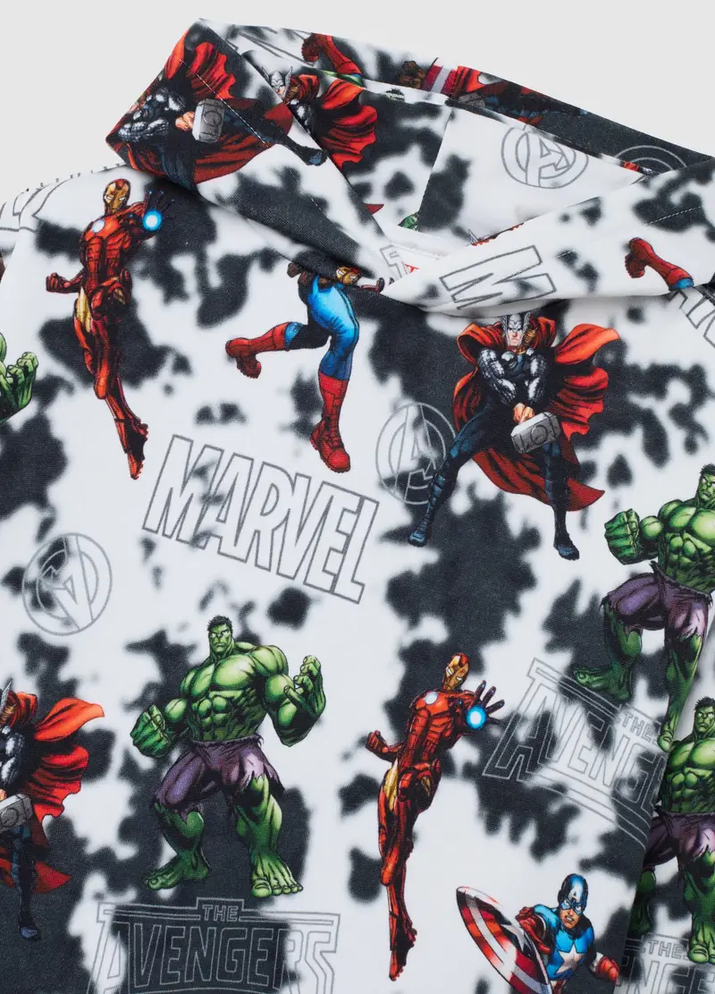 Felpa Da Bambino In Misto Cotone Multicolor Oversize Con Cappuccio, Multicolor miniatura 3