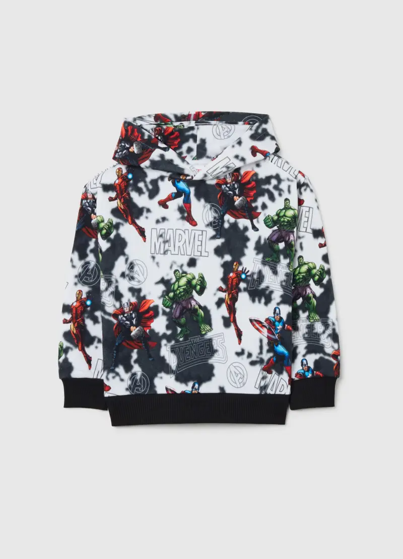 Felpa Da Bambino In Misto Cotone Multicolor Oversize Con Cappuccio, Multicolor