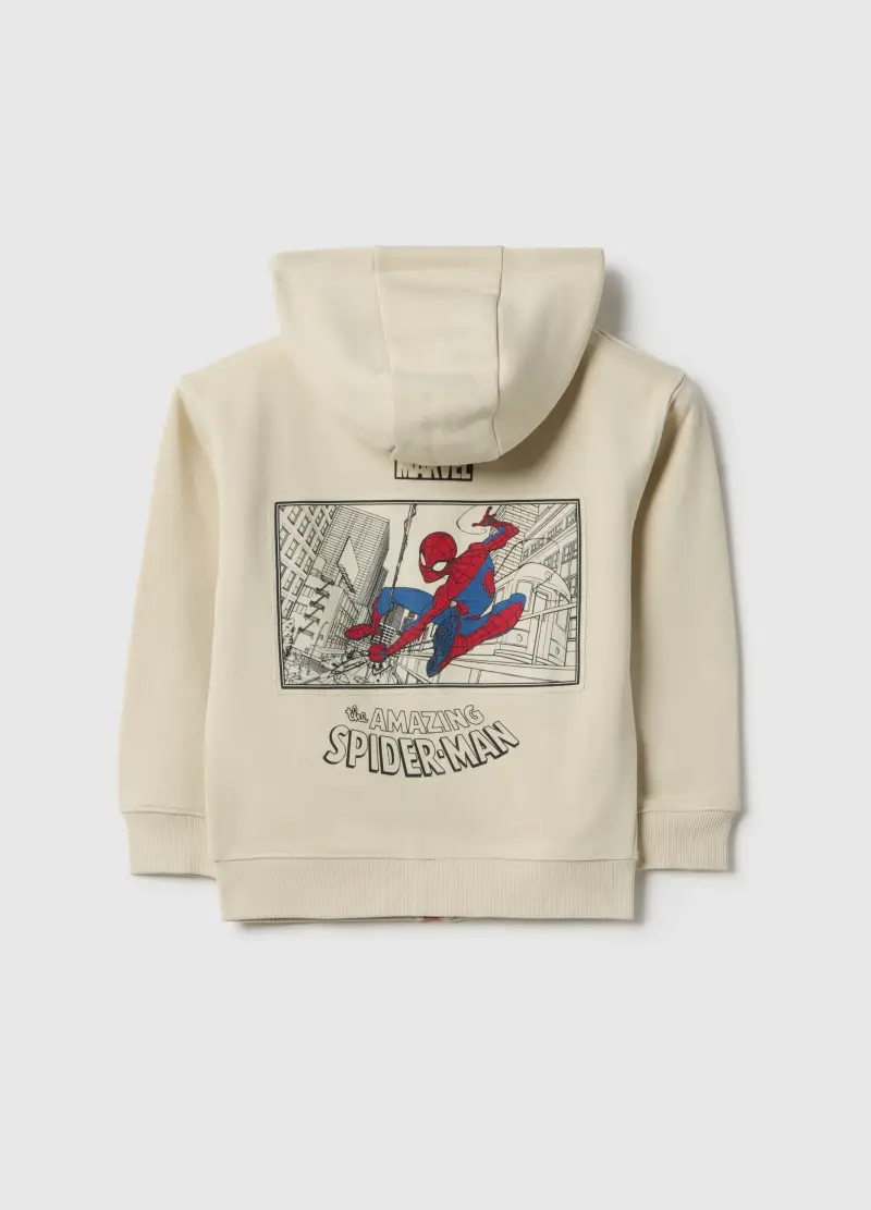 Felpa In Misto Cotone Beige Da Bambino Con Stampa Spider-man, Beige miniatura 2