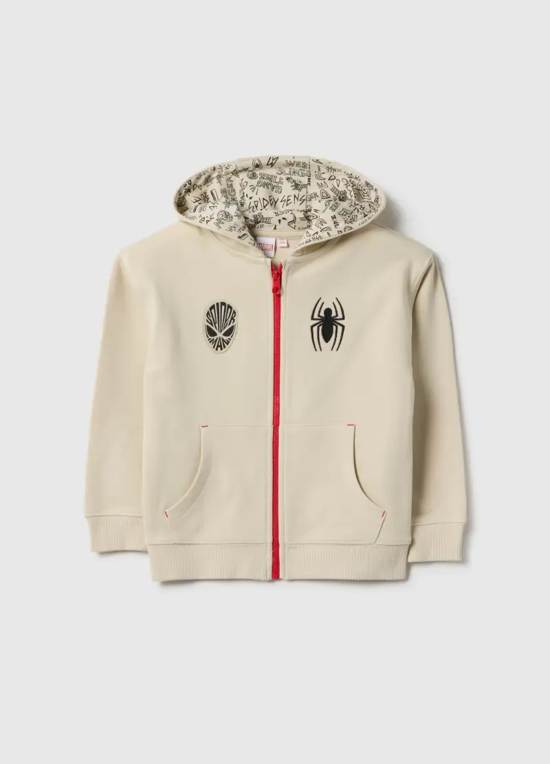 Felpa In Misto Cotone Beige Da Bambino Con Stampa Spider-man, Beige