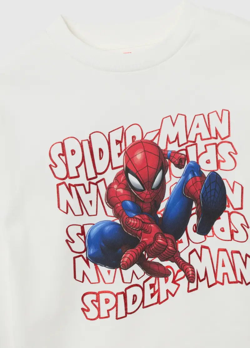 Maglia Bianca A Maniche Lunghe In Cotone Con Stampa Spiderman, Bambino, Bianco miniatura 3