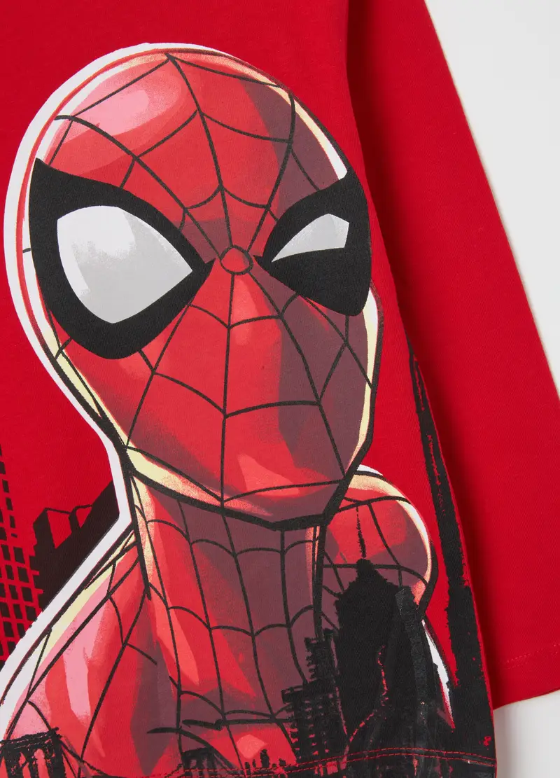 Maglietta Da Bambino Rossa In Puro Cotone Vestibilità Over Di Spider-man, Rosso miniatura 3