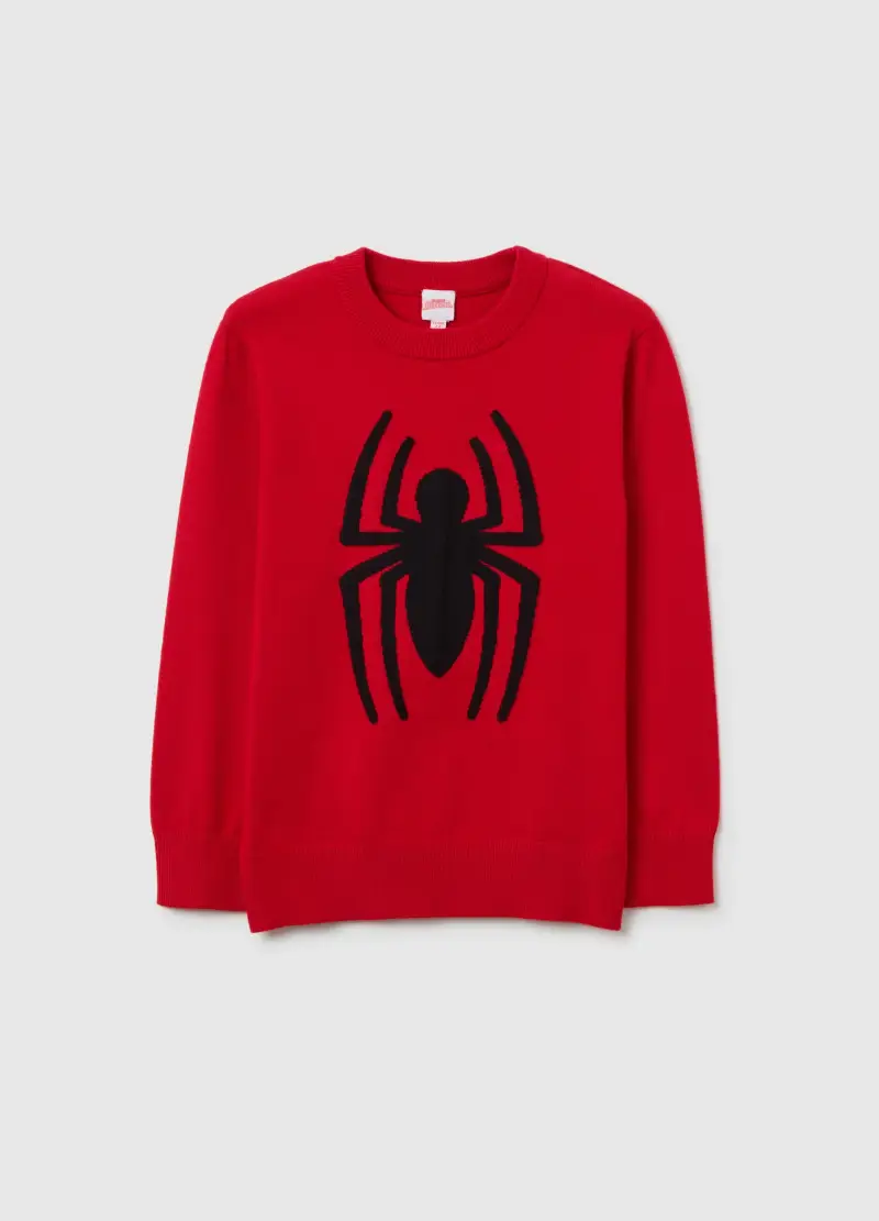 Maglione Rosso Da Bambino Regular Fit Con Design Spiderman, Rosso