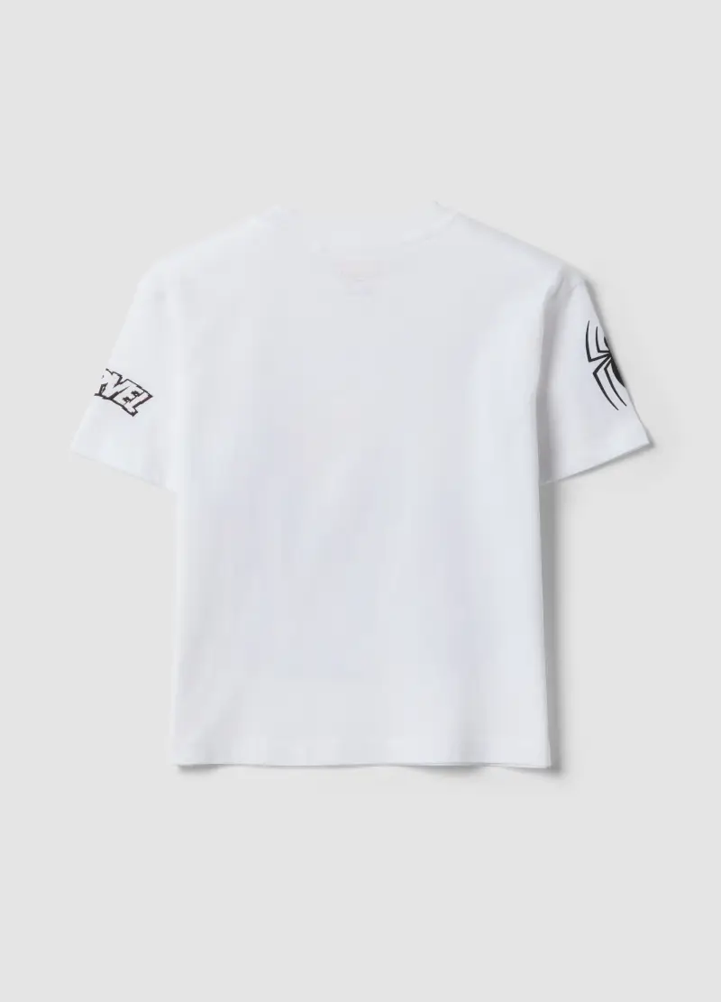T-shirt In Puro Cotone Bianco Da Bambino Oversize Fit Con Spiderman, Bianco miniatura 2
