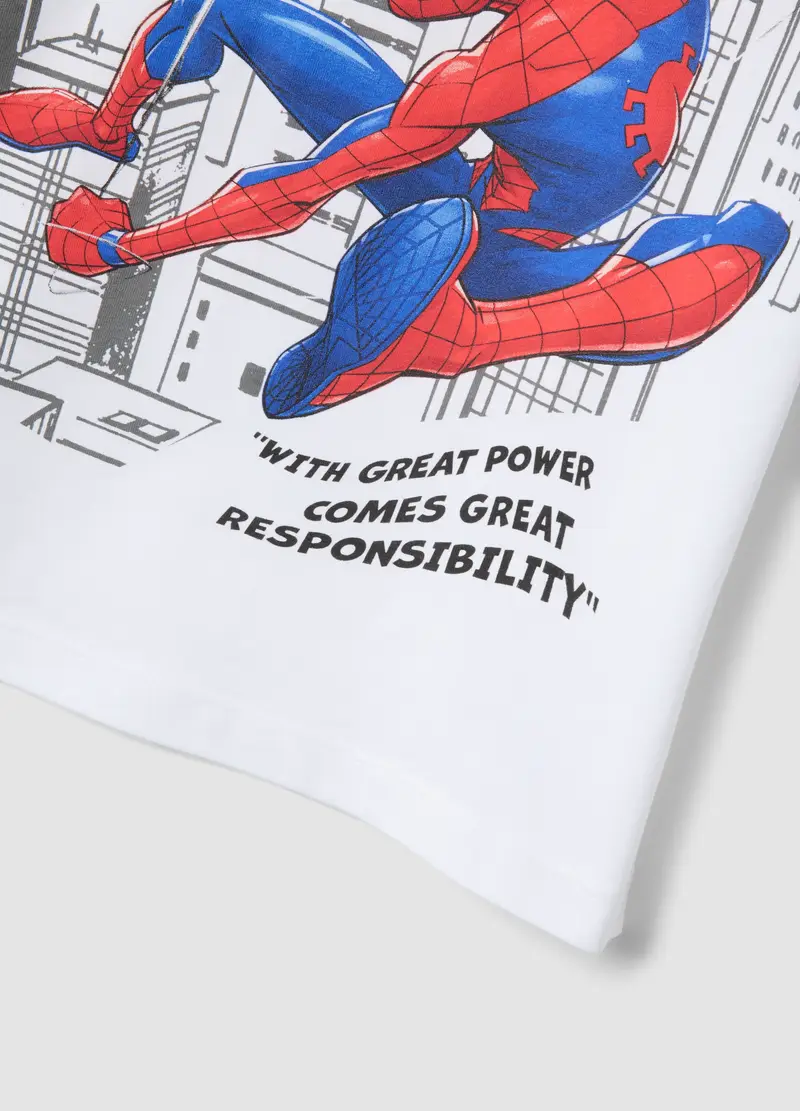 T-shirt In Puro Cotone Bianco Da Bambino Oversize Fit Con Spiderman, Bianco miniatura 3