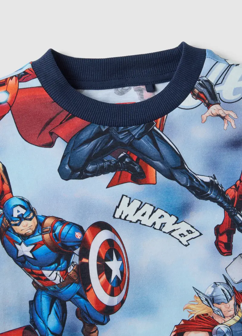 T-shirt In Puro Cotone Multicolor Da Bambino Oversize Fit Con Avengers, Multicolor miniatura 3