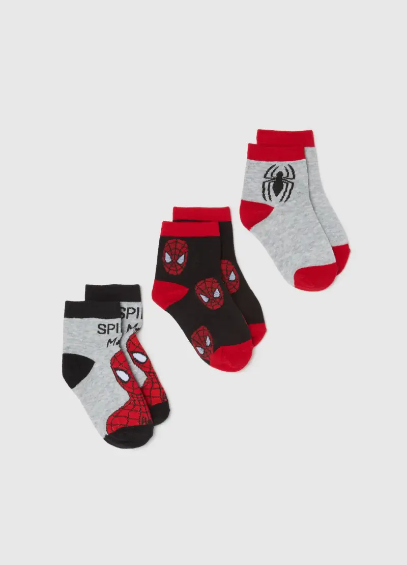 Tripack Di Calzini Da Bambino In Misto Cotone Con Stampa Spider-man, Multicolor