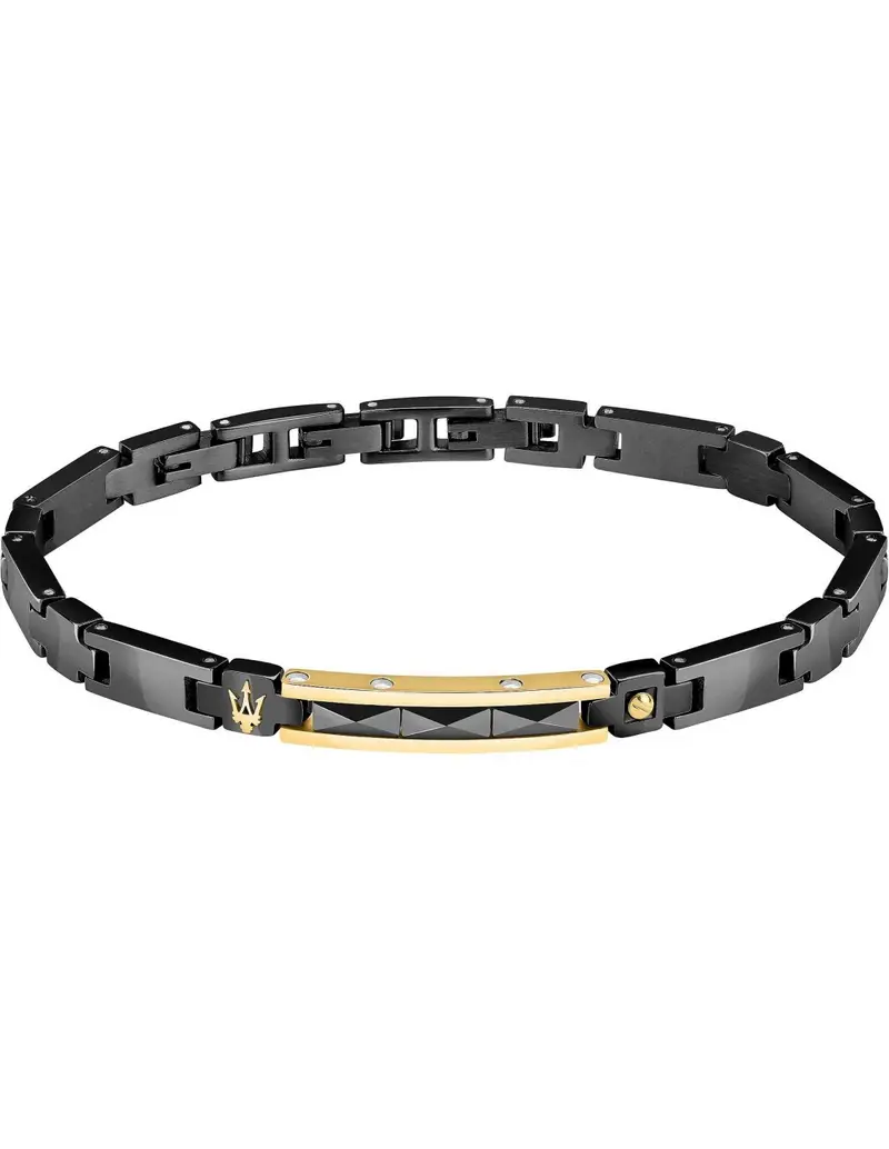 Bracciale MASERATI Ceramic Uomo in acciaio nero e oro JM224ATZ36