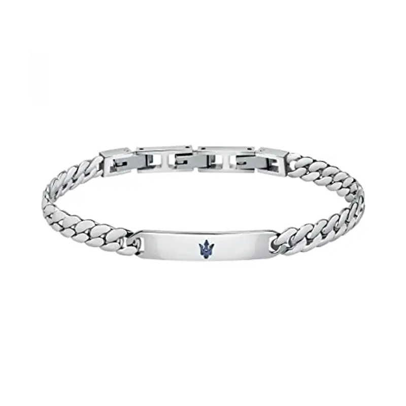 Maserati Jewels Bracciale Uomo in Acciaio, IP blu - JM222AVD05, Lunghezza 22 cm, Idea regalo per Papà, Fidanzato, Amico