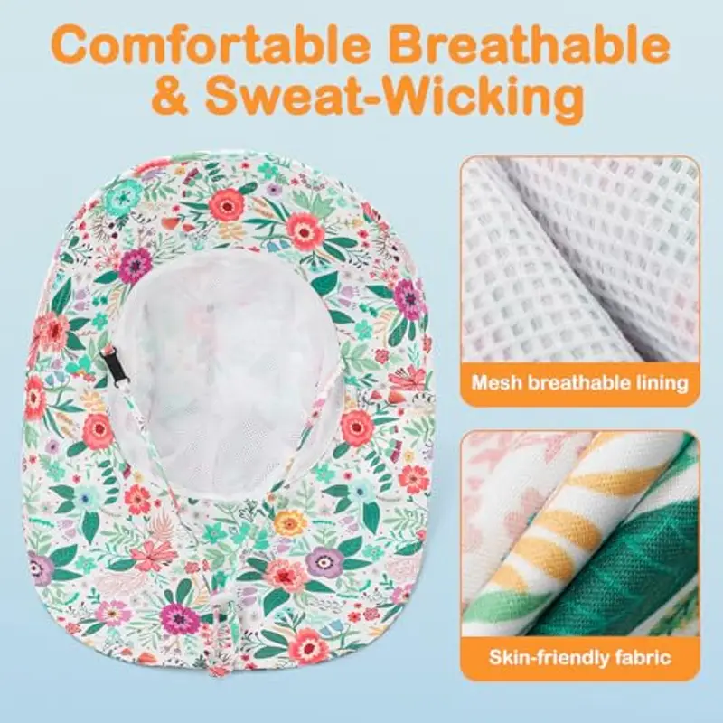 MASOCIO Cappello Neonata Bambina con Copricollo 2 Pezzi Cappellino Pescatore Bimba 1 2 Anni Estivo Sole Mare Anti UV Spiaggia 9 12 18 Cappello età 6-24 Mesi Multicolore 4 miniatura 3