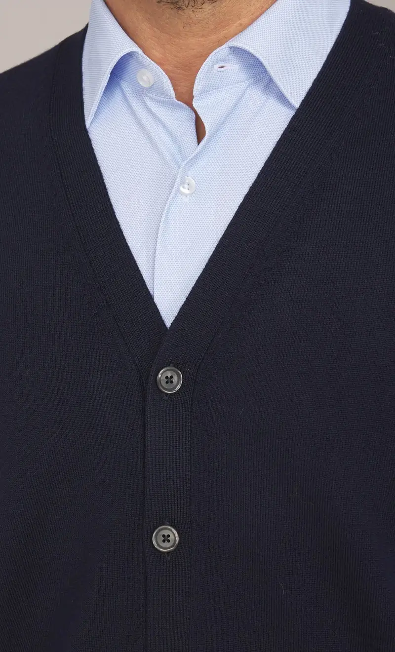 Gilet masq in lana merino tollegno, colore blu miniatura 2