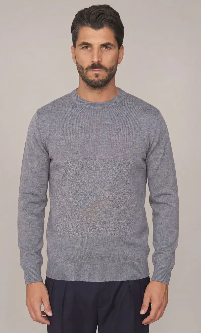 Maglia girocollo masq in lana merino tollegno, colore grigio
