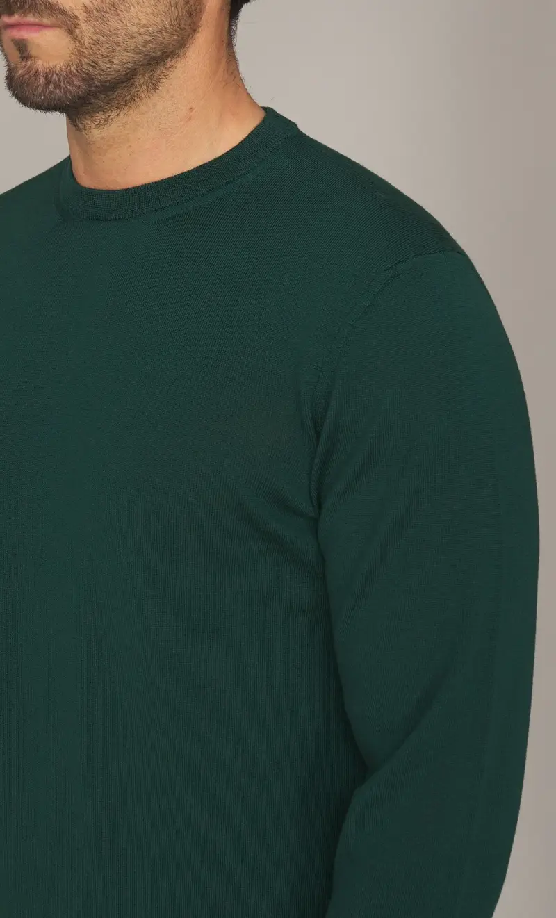 Maglia girocollo masq in lana merino tollegno, colore verde miniatura 2