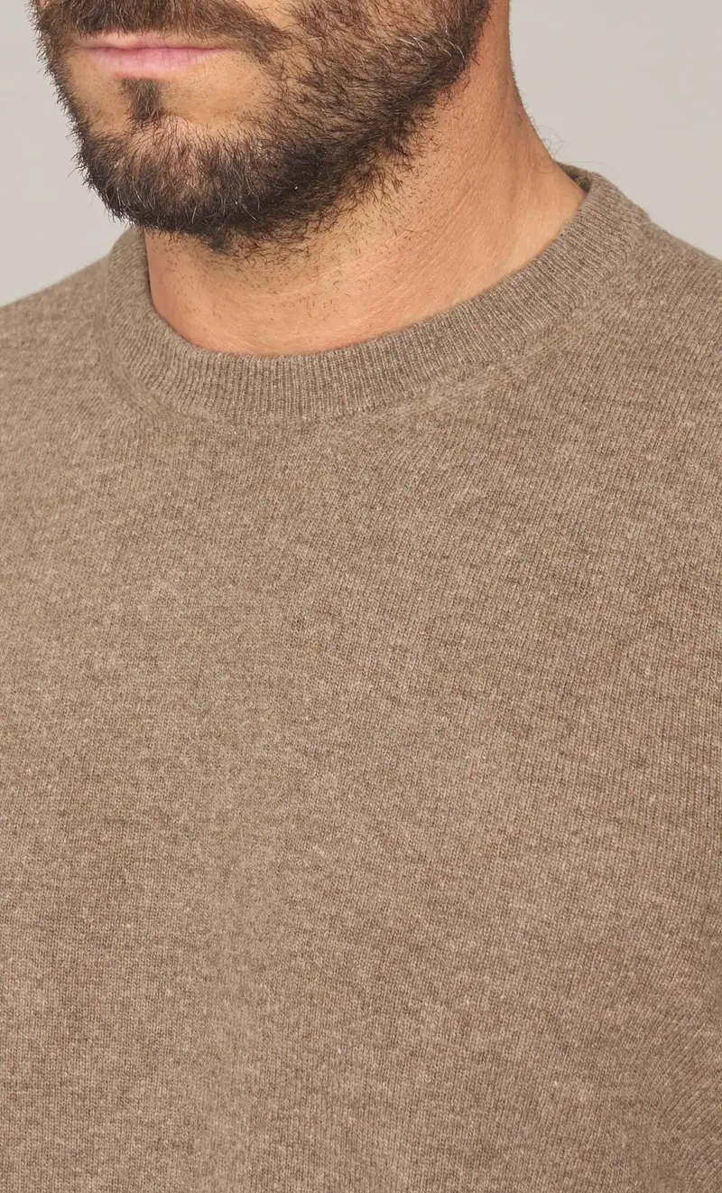 Maglia girocollo masq in pura lana, colore fango miniatura 2