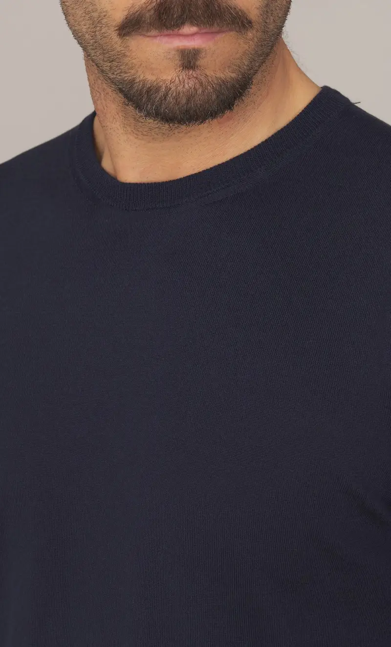 Maglia masq manica corta in puro cotone, colore blu miniatura 2