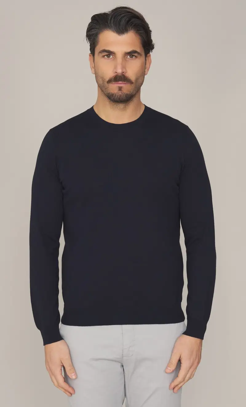 Maglia masq manica lunga in puro cotone, colore blu