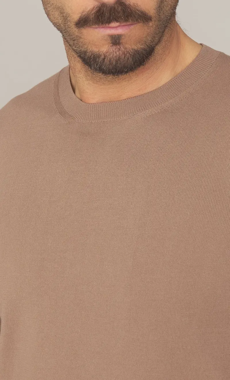 Maglia masq manica lunga in puro cotone, colore fango miniatura 2