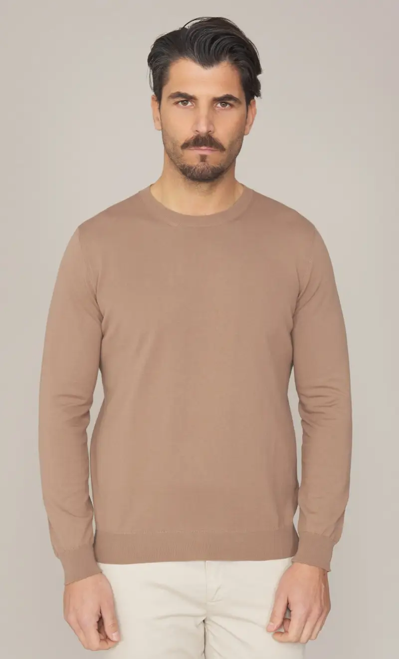 Maglia masq manica lunga in puro cotone, colore fango