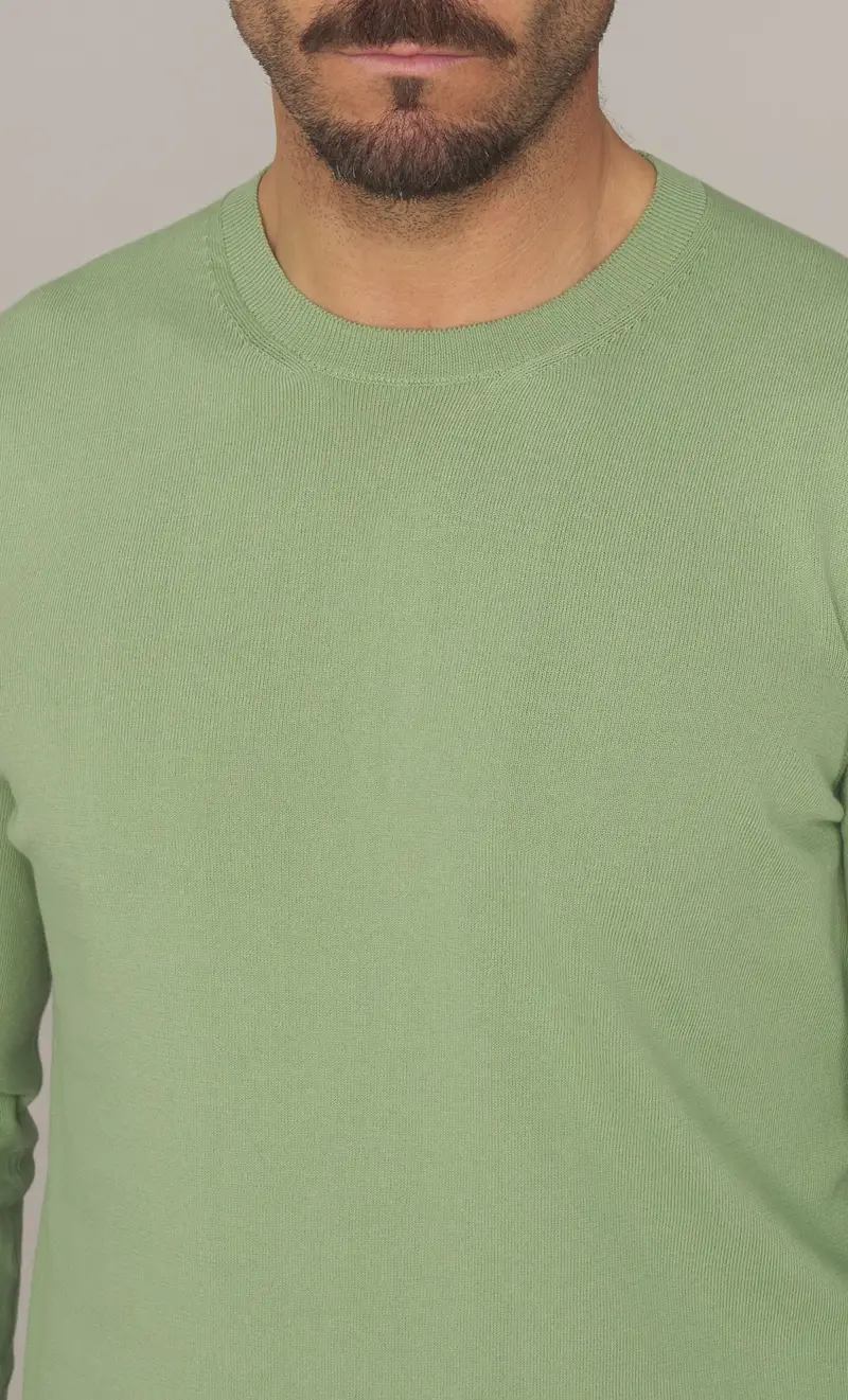 Maglia masq manica lunga in puro cotone, colore verde miniatura 2