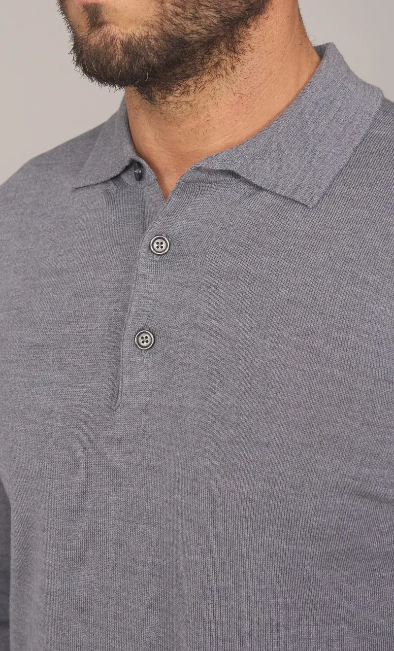 Polo masq in lana merino tollegno, colore grigio miniatura 2
