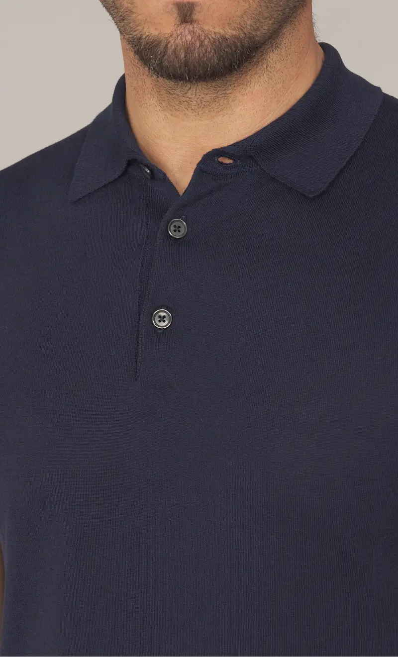 Polo tennis masq manica corta in puro cotone lavato, colore blu miniatura 2