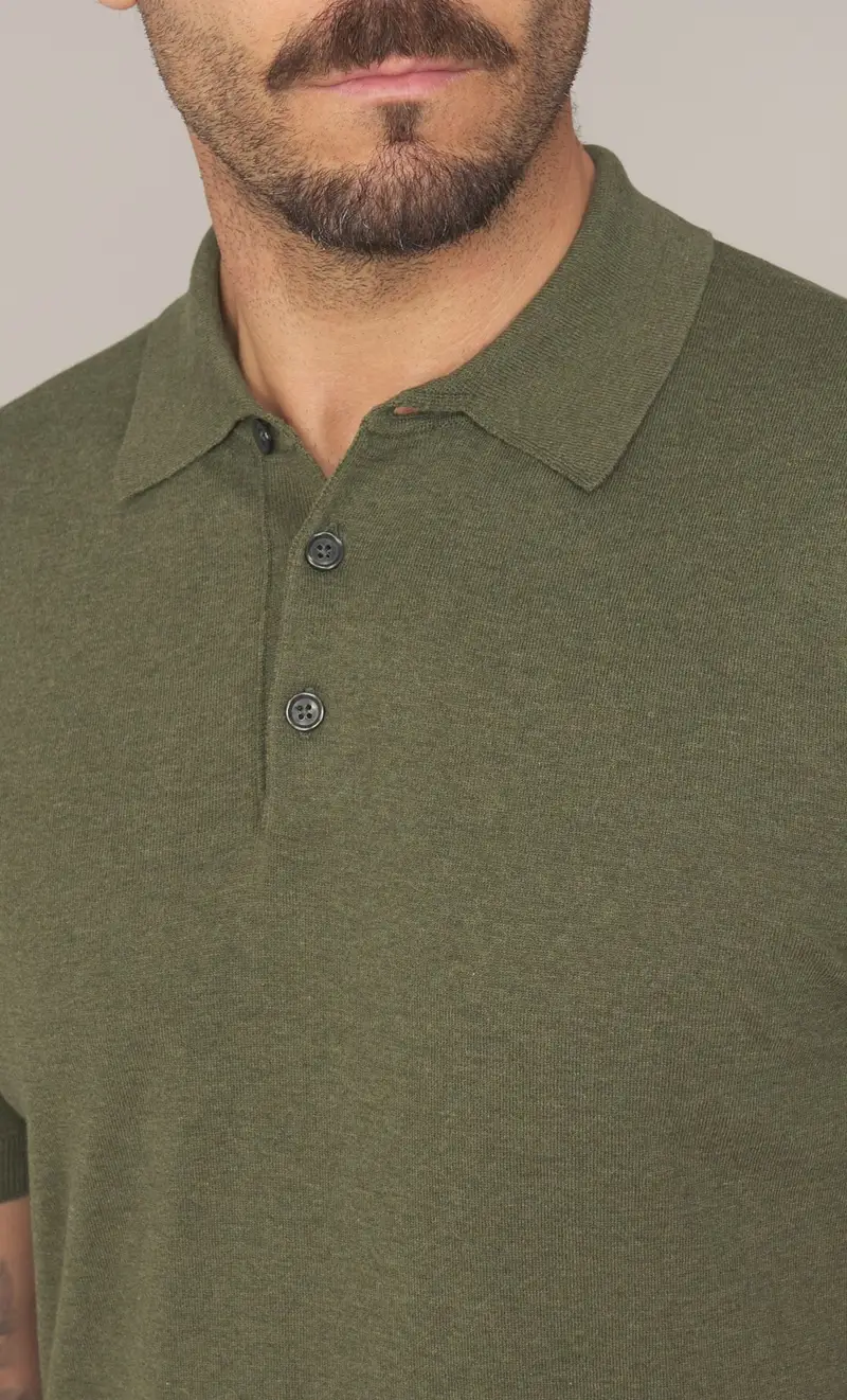 Polo tennis masq manica corta in puro cotone lavato, colore verde miniatura 2