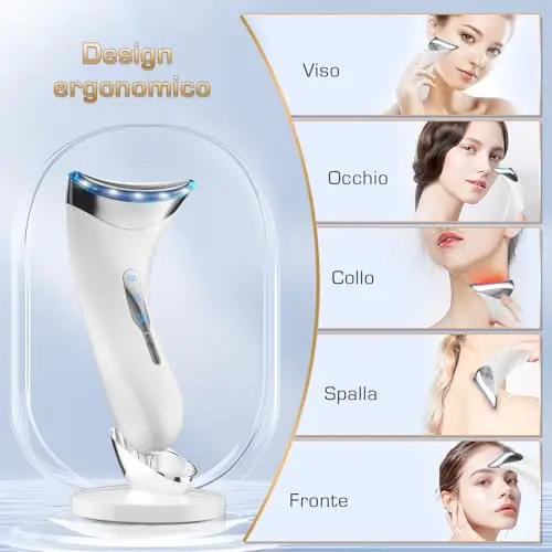 Massaggiatore Viso Antirughe Lifting Elettrico: Dispositivo di Bellezza con 3 Modi LED - Massaggio EMS per Face Lifting miniatura 2
