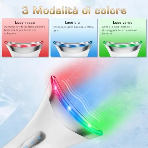 Massaggiatore Viso Antirughe Lifting Elettrico: Dispositivo di Bellezza con 3 Modi LED - Massaggio EMS per Face Lifting miniatura 3