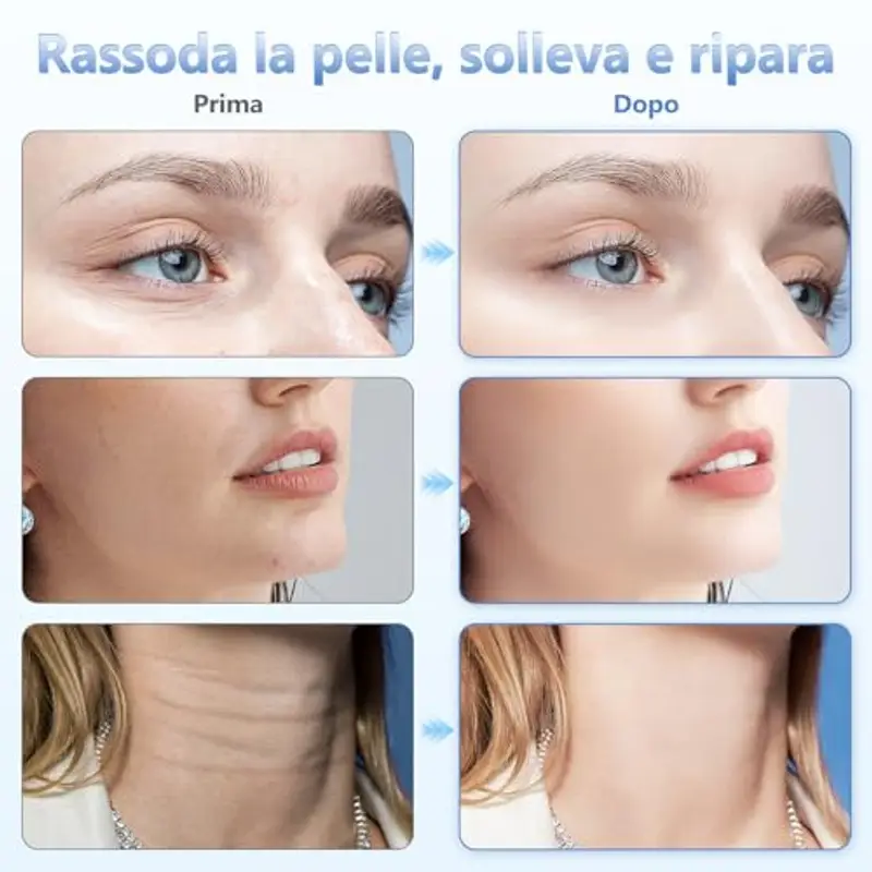 Massaggiatore Viso Elettrico, Massaggiatore Viso Lifting a 6 Modalità a 45 °C per L'anti-età, il Lifting e il Rassodamento Della Pelle Cadente (Modalità LED a 4 Colori - Bianco) miniatura 3