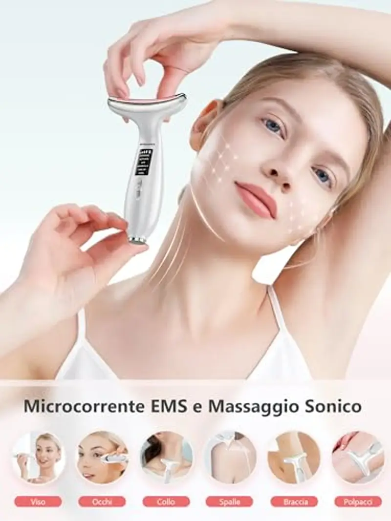 Massaggiatore Viso Lifting Elettrico Antirughe: Dispositivo di Bellezza a 5? del Freddo e 45? Terapia del Caldo - Face miniatura 2