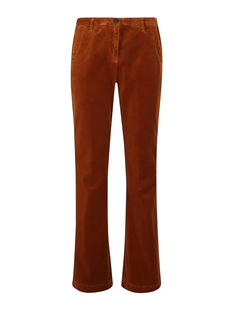 Pantalone in velluto con zip Rosso Scuro