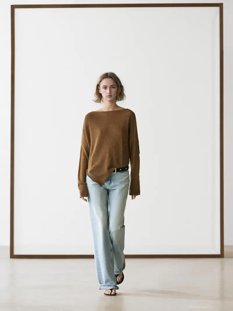 Asymmetrical Knit Cape Jumper - Marrone Tabacco - - Massimo Dutti - Femminile