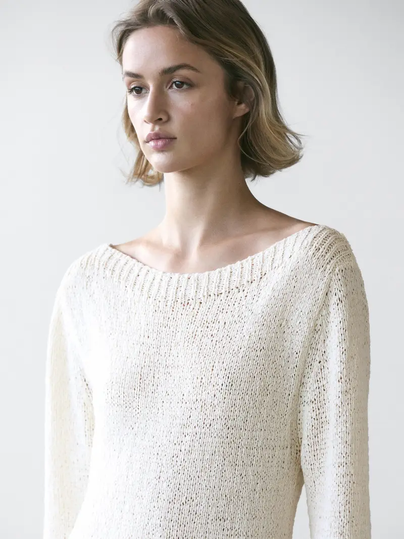 Asymmetrical Midi Dress With Mixed Detailing - Ecru - - Massimo Dutti - Femminile