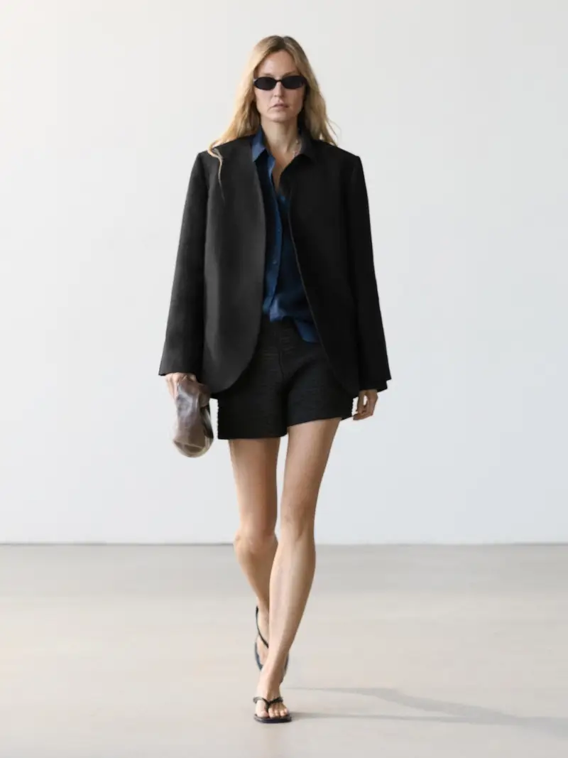 Bermuda In Punto Corto Con Cotone - Nero - - Massimo Dutti - Femminile