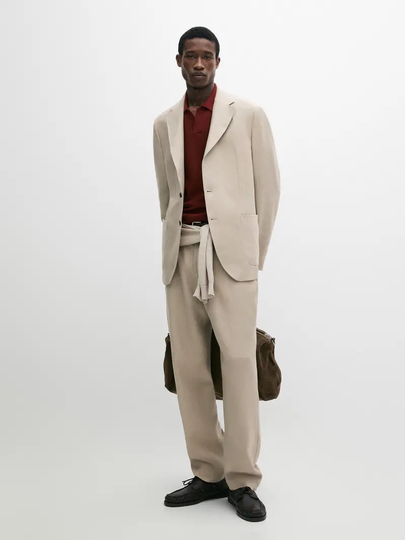 Blazer Completo Lino - Beige - - Massimo Dutti - Maschile