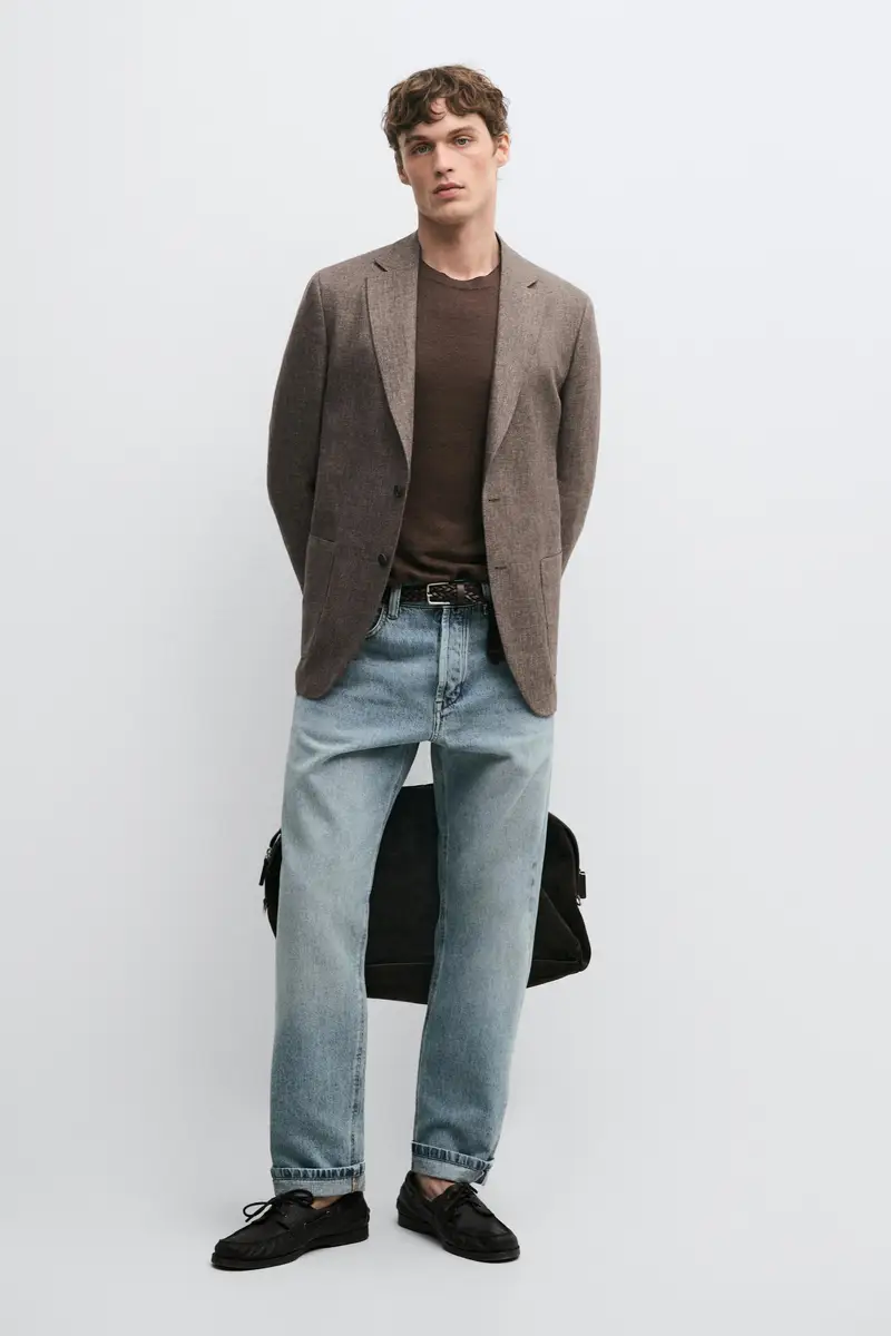 Blazer Sartoriale Lino Vigoré - Beige Vigoré - - Massimo Dutti - Maschile BEIGE VIGORÉ