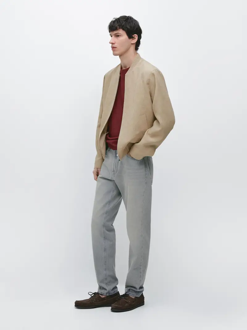 Bomber In Lino - Beige - - Massimo Dutti - Maschile