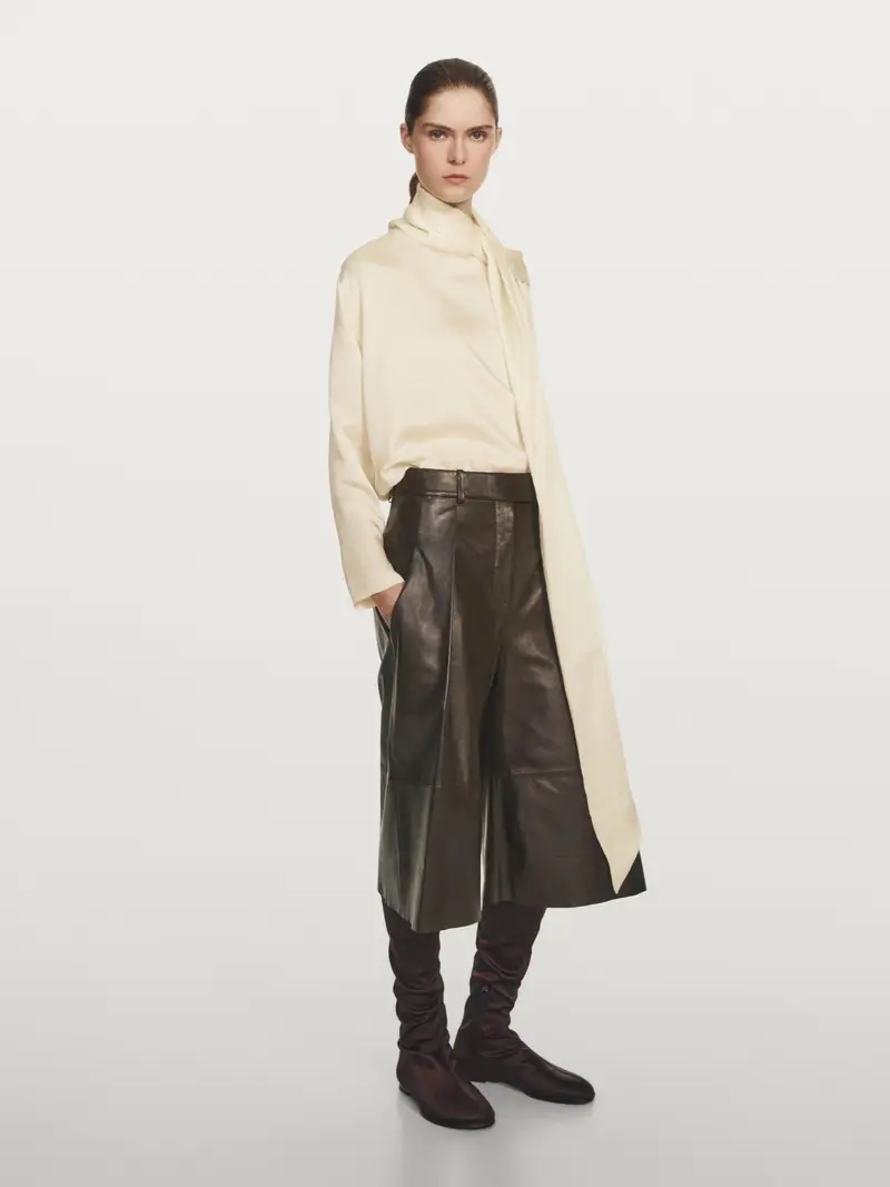 Camicetta Morbida Foulard - Studio - Bianco Latte - - Massimo Dutti - Femminile