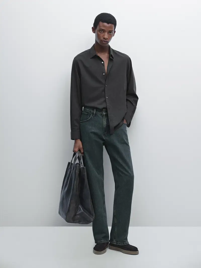 Camicia A Quadretti Regular Fit - Grigio - - Massimo Dutti - Maschile