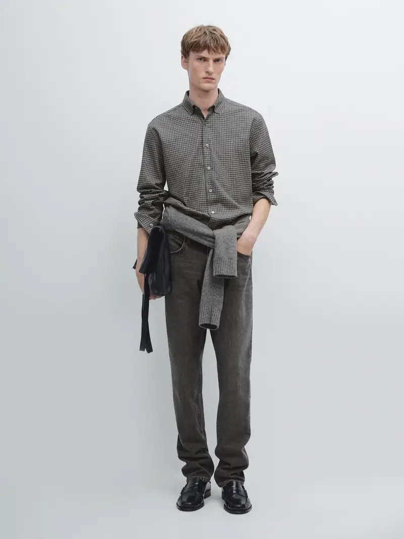 Camicia A Quadri Regular Fit - Grigio - - Massimo Dutti - Maschile