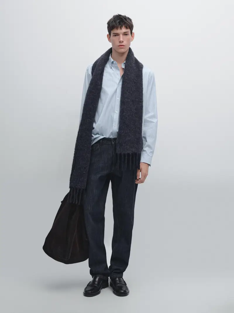 Camicia A Righe In Popeline Regular Fit - Celeste - - Massimo Dutti - Maschile