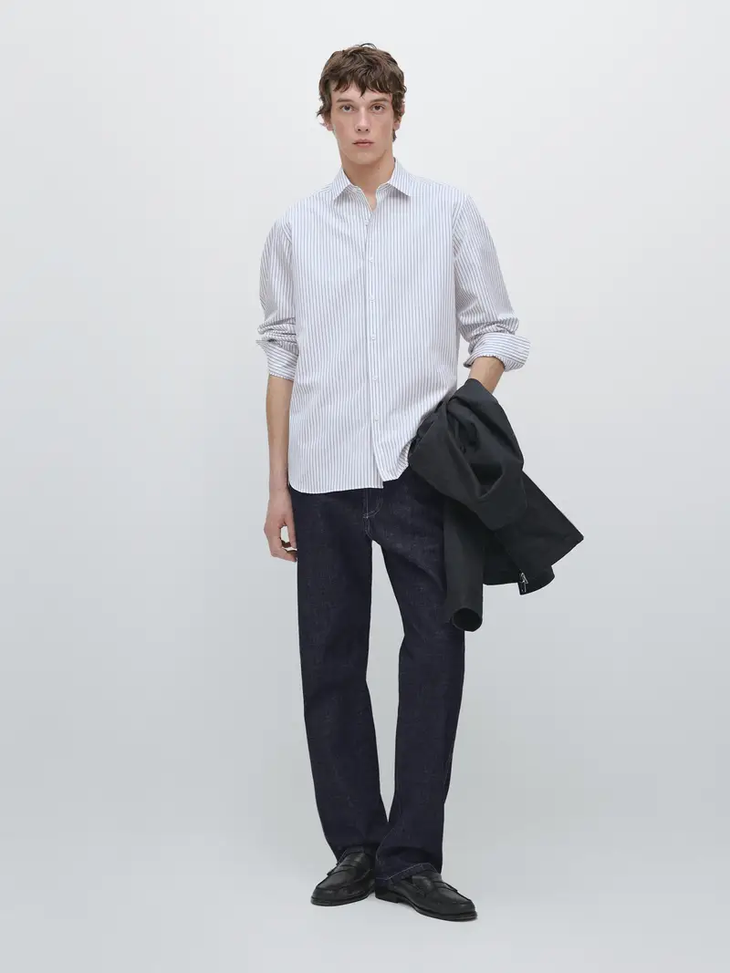 Camicia A Righe Regular Fit - Azzurro Chiaro - - Massimo Dutti - Maschile