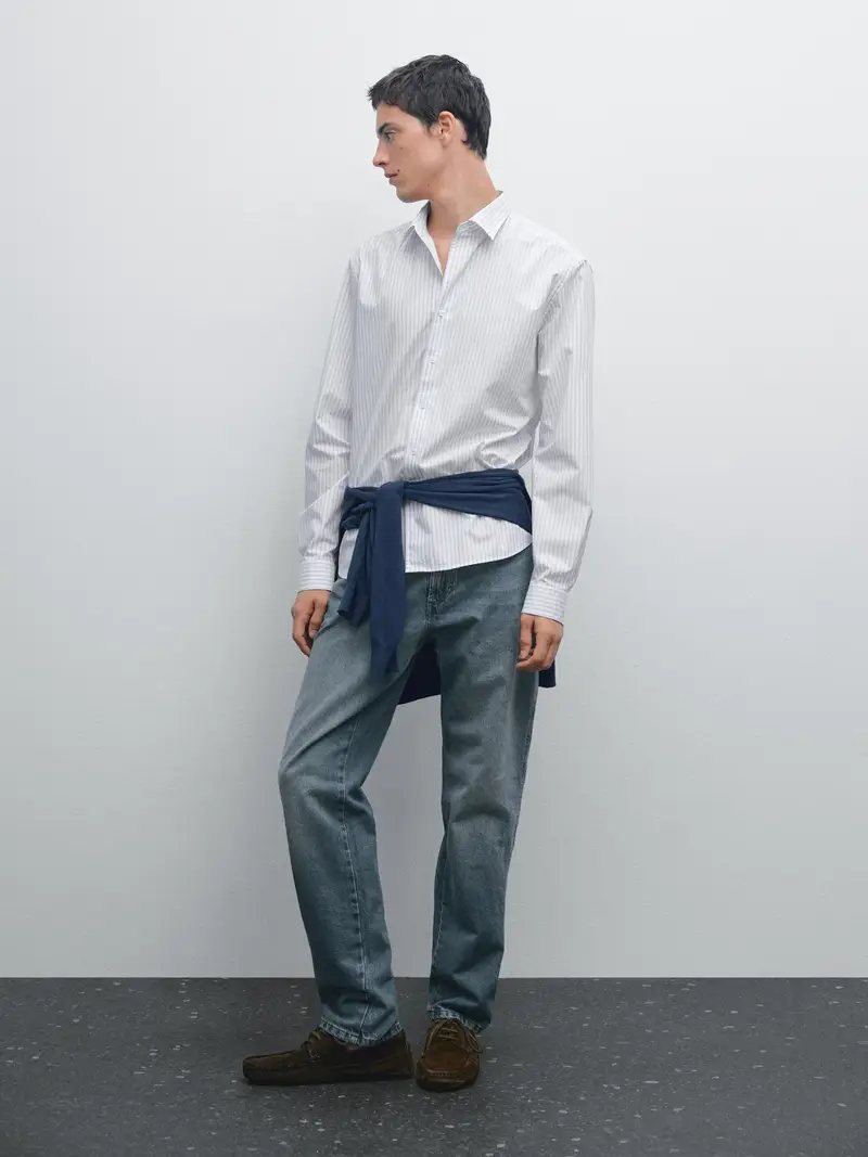 Camicia A Righe Regular Fit - Bianco - - Massimo Dutti - Maschile