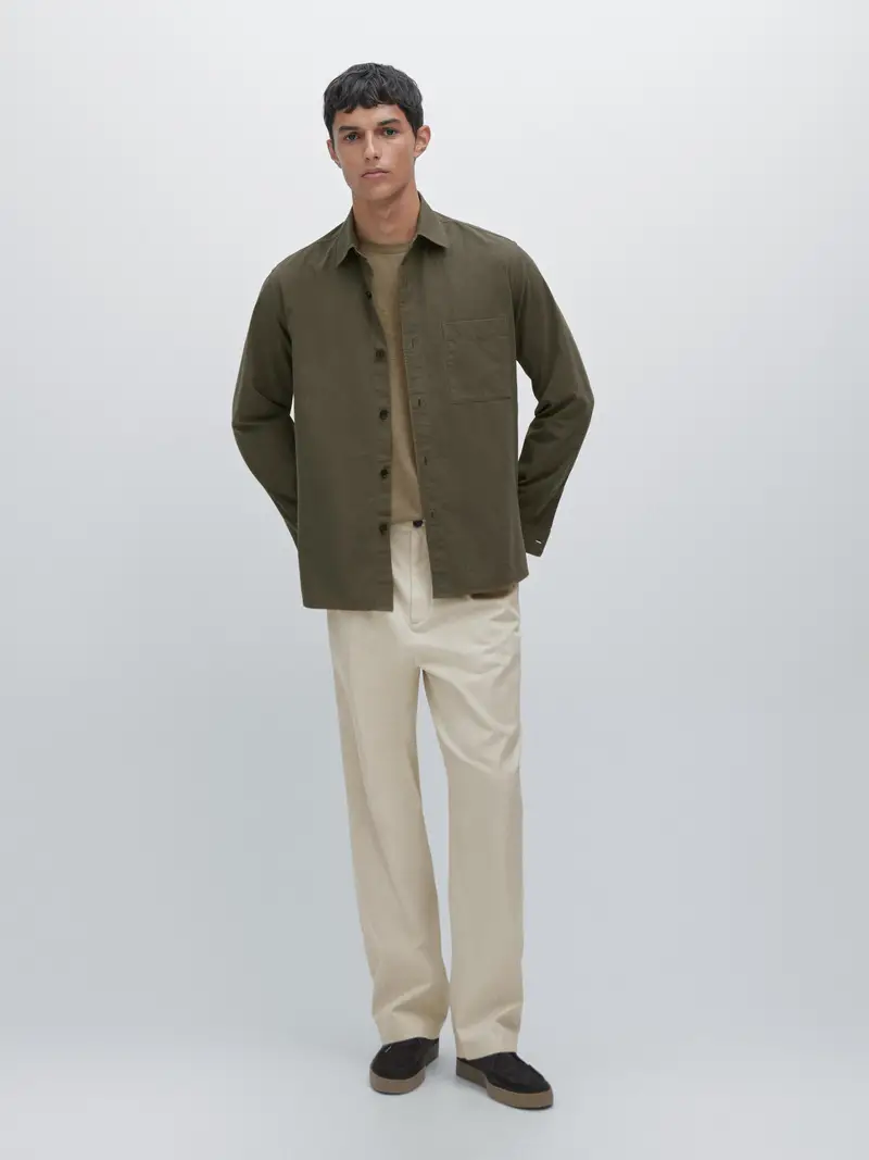 Camicia Con Dettaglio Di Tasca 100% Cotone - Verde - - Massimo Dutti - Maschile