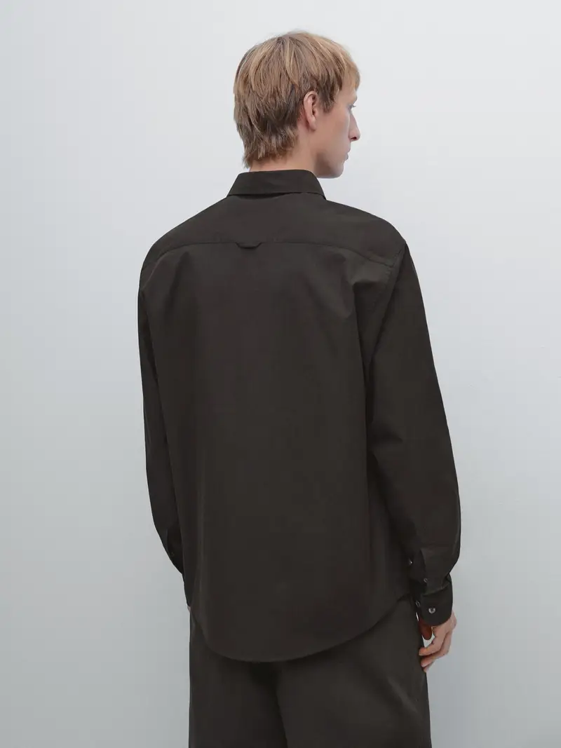 Camicia Con Tasca Regular Fit - Marrone - - Massimo Dutti - Maschile