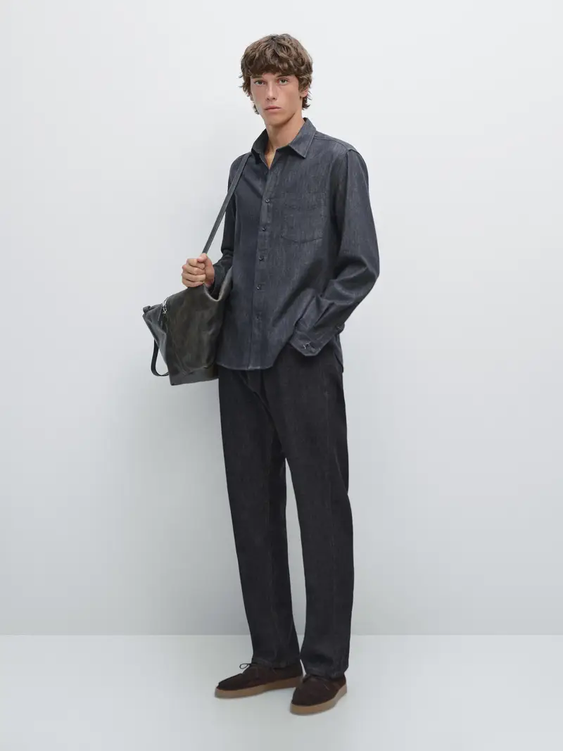 Camicia In Denim Heavy Weight - Azzurro - - Massimo Dutti - Maschile