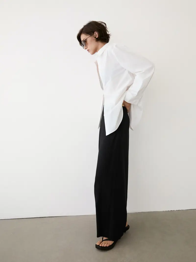 Camicia In Popeline 100% Cotone - Bianco - - Massimo Dutti - Femminile