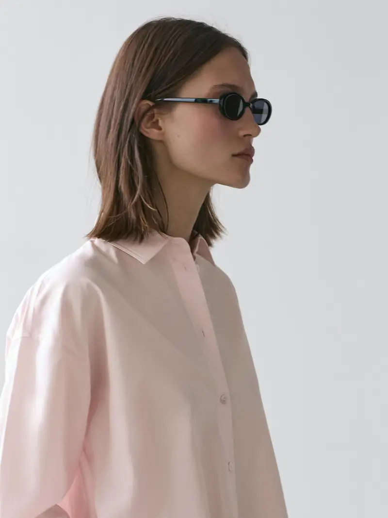 Camicia In Popeline Con Cotone - Rosa - - Massimo Dutti - Femminile