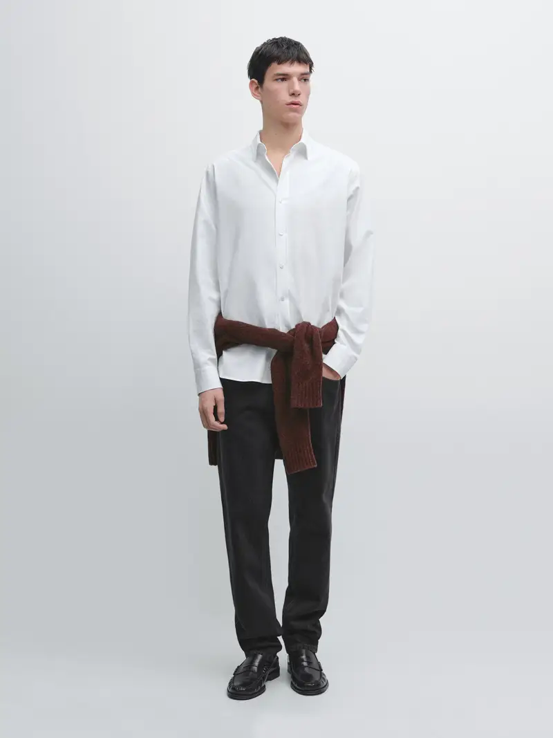 Camicia Mélange Regular Fit - Bianco - - Massimo Dutti - Maschile